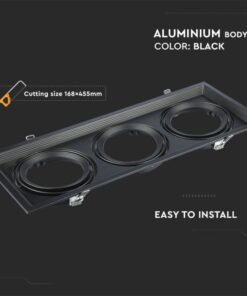 Carcassa Plafoniera Da Incasso Orientabile Rettangolare Per 3 Posti Lampade Led AR111 Cornice Bianco SKU-3583