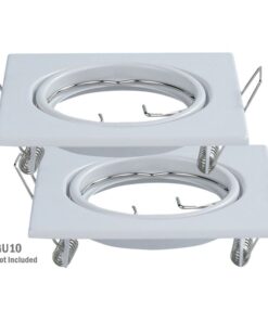 2 PZ Porta Faretti LED GU10 MR16 Quadrati Orientabili con Molla Bianchi SKU 8941