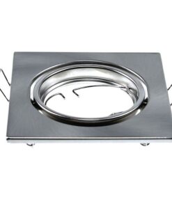 2 PZ Porta Faretti LED GU10 MR16 Quadrati Orientabili con Molla Nichel Satinato SKU 8942