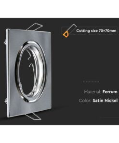 Alternative view of 2 PZ Porta Faretti LED GU10 MR16 Quadrati Orientabili con Molla Nichel Satinato SKU 8942