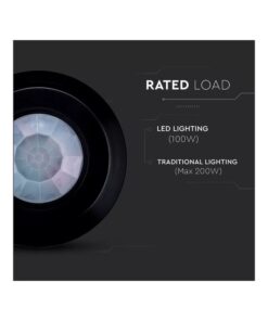 Sensore di Movimento PIR Slim Da Soffitto Muro Montaggio a Plafone Nero 360 Gradi SKU-6607