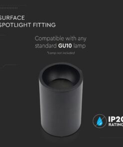 Portafaretto LED Montaggio a Plafone Rotondo GU10 Corpo Nero SKU:8945