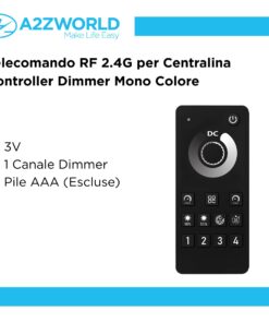 Alternative view of Telecomando RF 2.4G Per Centralina Controller Dimmer Mono Colore RF 2.4G   3V Con Pile AAA (Escluso)  1 Canale Dimmer CLC101W Nero