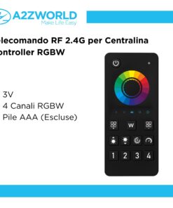Alternative view of Telecomando RF 2.4G Per Centralina Controller RGBW RF 2.4G   3V Con Pile AAA (Escluso)  4 Canali RGBW CLC104W Nero