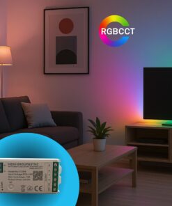 Centralina Controller Per Striscia Led RGBCCT WIFI 2.4G, RF 2.4G TUYA, Smart Life Max 15A Tot. (6A/CH) DC5-24V 360W 5 Canali RGBCCT CLC105R Bianco