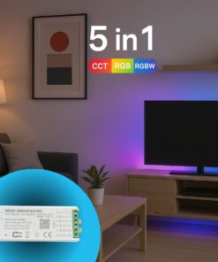 Centralina Controller 5 In 1 WIFI, RF 2.4G TUYA, Smart Life, Max 15A Tot. (6A/CH) DC5-24V 360W, Per Striscia Led Mono Colore, CCT, RGB, RGBW, RGBCCT