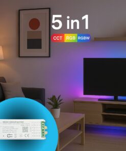 Centralina Controller 5 In 1 ZigBee, RF 2.4G TUYA, Smart Life, Max 15A Tot. (6A/CH) DC5-24V 360W, Per Striscia Led Mono Colore, CCT, RGB, RGBW, RGBCCT