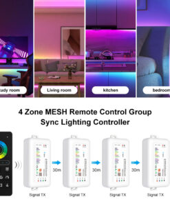 Centralina Controller SPI WS2815 5 In 1 WIFI, RF 2.4G TUYA, Smart Life, Max 15A Tot. (6A/CH) DC5-24V 360W, per Striscia Led Magic Colore Mono Colore, CCT, RGB, RGBW, RGBCCT