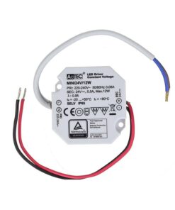 Mini Alimentatore Trasformatore Impermeabile IP67 24V 12W 0,5A Per Striscia Led 49X47X24mm