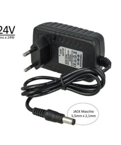 24V Trasformatore Alimentatore 24W 1A con Spina da Presa 220V a DC 24V Nero