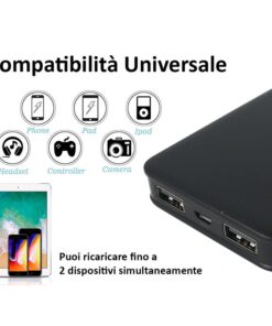 Alternative view of Portable Power Bank 5000mAh Colore Nero Batteria Litio Esterna Portatile Con 2 USB 5V 2,1A SKU-8193
