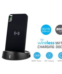 Portable Power Bank 8000 mAh con Display e Supporto Di Ricarica a Poggio Da Tavolo Wireless Colore Nero SKU-8863