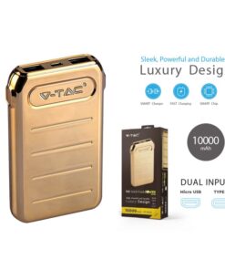 Portable Power Bank Gold 10000 Mah Dual USB Output e Input Micro USB e Tipo C SKU-8907