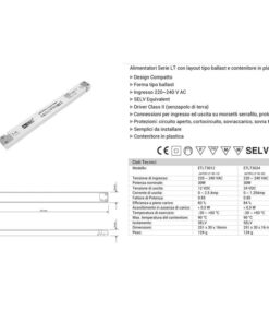 Alimentatore Ultra Slim Sottile 30W 24V Trasformatore CV Per Striscia Led Profili Alluminio