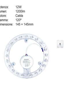 Modulo LED per Plafoniera ad Anello 12W 1200lm Luce Calda 3000K Alta Qualità CRI IP20 Diametro 145mm