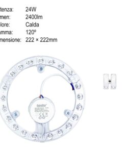 Modulo LED per Plafoniera ad Anello 24W 2400lm Luce Calda 3000K Alta Efficienza Energetica IP20 Diametro 222mm