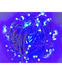 Catena Luminosa di Luci Led IP65 10 Metri Con 100 Led Filo Bianco Luce Blu Con Connettore Allungabile