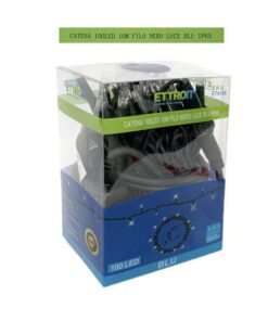 Catena Luminosa di Luci Led IP65 10 Metri Con 100 Led Filo Nero Luce Blu Con Connettore Allungabile