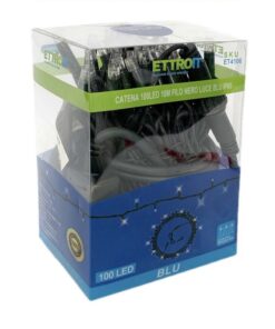 Alternative view of Catena Luminosa di Luci Led IP65 10 Metri Con 100 Led Filo Nero Luce Blu Con Connettore Allungabile