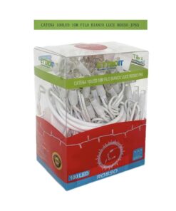 Catena Luminosa di Luci Led IP65 10 Metri Con 100 Led Filo Bianco Luce Rosso Con Connettore Allungabile