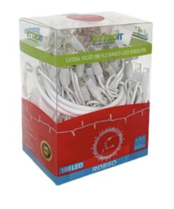 Alternative view of Catena Luminosa di Luci Led IP65 10 Metri Con 100 Led Filo Bianco Luce Rosso Con Connettore Allungabile
