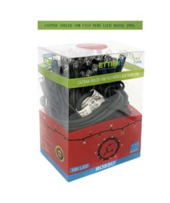 Catena Luminosa di Luci Led IP65 10 Metri Con 100 Led Filo Nero Luce Rosso Con Connettore Allungabile
