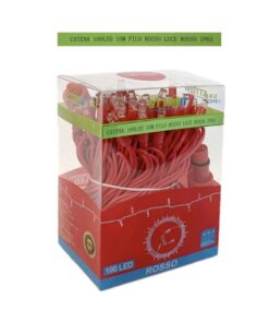 Catena Luminosa di Luci Led IP65 10 Metri Con 100 Led Filo Rosso Luce Rosso Con Connettore Allungabile