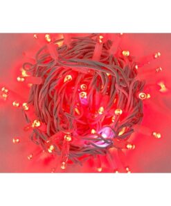 Catena Luminosa di Luci Led IP65 10 Metri Con 100 Led Filo Rosso Luce Rosso Con Connettore Allungabile