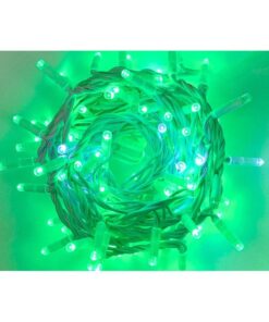 Catena Luminosa di Luci Led IP65 10 Metri Con 100 Led Filo Bianco Luce Verde Con Connettore Allungabile