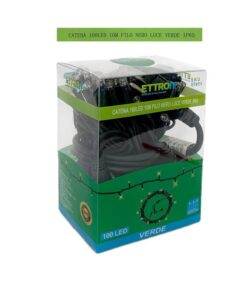 Catena Luminosa di Luci Led IP65 10 Metri Con 100 Led Filo Nero Luce Verde Con Connettore Allungabile