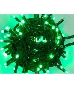 Catena Luminosa di Luci Led IP65 10 Metri Con 100 Led Filo Nero Luce Verde Con Connettore Allungabile