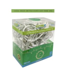 Catena Luminosa di Luci Led IP65 30 Metri Con 300 Led Filo Bianco Luce Verde Con Connettore Allungabile