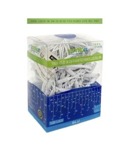 Tenda Luminosa Da Esterno IP65 3MT Con 120 Luci Led Blu Effetto Cascata Con Connettore Prolungabile