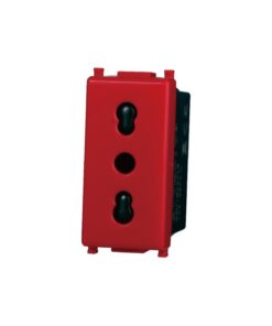 Presa Bipasso Bivalente 2P+T 10/16A Colore ROSSO Compatibile Con Vimar Plana