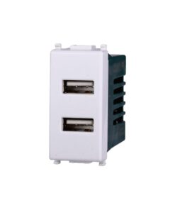 Modulo Presa Caricatore USB 5V 2,1A 2 Porte USB-A Colore BIANCO Compatibile Con Vimar Plana