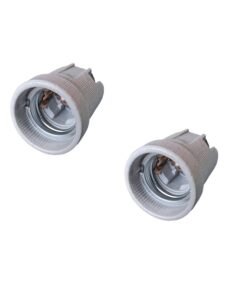 2 Pezzi Portalampade E27 Ceramica Porcellana con Viti per Fili e Gancio in Ferro per Cantieri