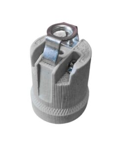 2 Pezzi Portalampade E27 Ceramica Porcellana con Viti per Fili e Gancio in Ferro per Cantieri