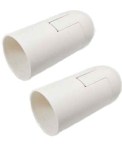 2 Pezzi Portalampade E14, Portalampada in Termoplastico Bianco Slim Cilindro