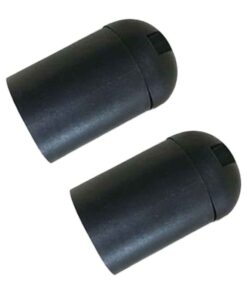 2 Pezzi Portalampade E27, Portalampada in Termoplastico Nero Slim Cilindro