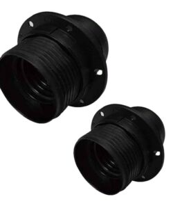 2 Pezzi Portalampade E27, Portalampada in Termoplastico Nero Con Ghiera