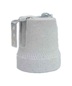 2 Pezzi Portalampade E27 in Ceramica Porcellana con Viti per Fili e Gancio in Ferro per Cantieri