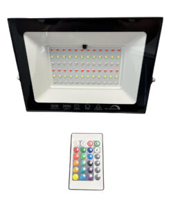 Faro Led Flood Slim RGB Con Telecomando 50W 2600 Lumen RGB AC 220V 50Hz Nero IP65