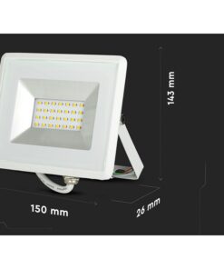 Faro Led Flood Light 20W Carcassa Bianca IP65 Freddo 6400K Super Slim SKU-215951