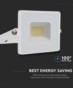 Faro Led Flood Light 20W 1620lm IP65 Slim 121X114X26mm Carcassa Bianca Luce 4000K SKU-215950