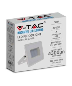 Faro Led Flood Light 50W 4300lm IP65 Slim 198X167X28mm Carcassa Bianca Luce 6500K SKU-215963