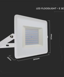 Faro Led Flood Light 100W 8700lm IP65 Slim 261X217X32mm Carcassa Bianca Luce 6500K SKU-215969