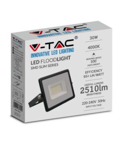Faro Led Flood Light 30W 2510lm IP65 Slim 158X137X32mm Carcassa Nera Luce 6500K SKU-215954