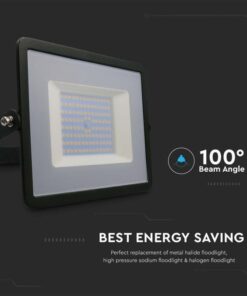 Faro Led Flood Light 100W 8700lm IP65 Slim 261X217X32mm Carcassa Nera Luce 6500K SKU-215966