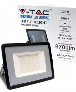 Faro Led Flood Light 100W 8700lm IP65 Slim 261X217X32mm Carcassa Nera Luce 4000K SKU-215965