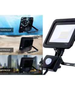 Faro Led Flood Light Slim 100W IP65 Bianco Neutro Carcassa Nera Sensore PIR Opzionale CL1918